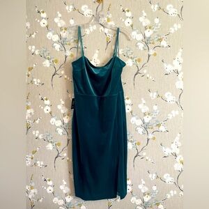 Vintage Express Dress 90s 00s Y2K Green Velour Dress M BNWT